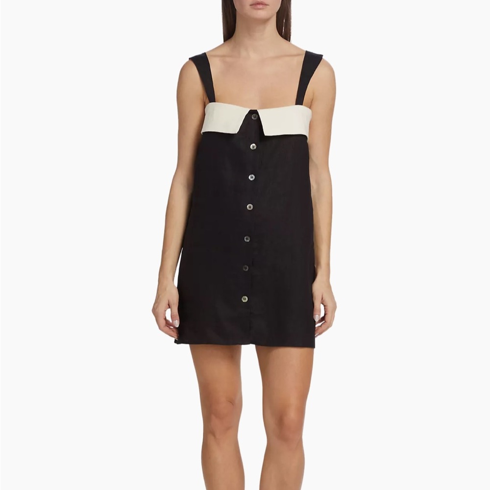 Hevron Paloma Linen Button-Front Minidress
